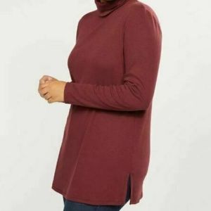 Lane Bryant Women's Ribbed Long Sleeve Turtleneck Top Red Maroon Size 26/28